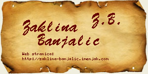 Žaklina Banjalić vizit kartica